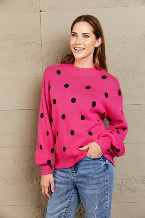 Get Spotted Ribbed Knit Polka Dot Sweater - MXSTUDIO.COM