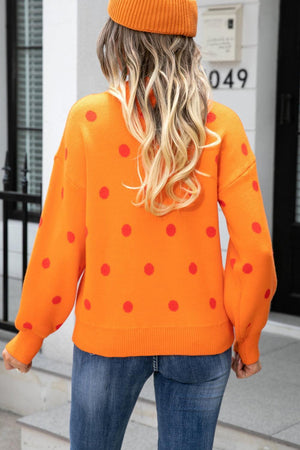 Get Spotted Ribbed Knit Polka Dot Sweater - MXSTUDIO.COM