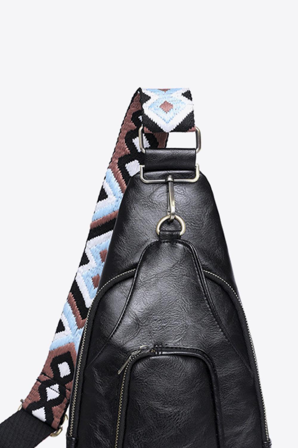 Getaway Ready Printed Strap PU Leather Sling Bag - MXSTUDIO.COM