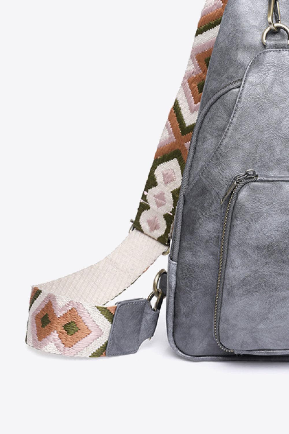 Getaway Ready Printed Strap PU Leather Sling Bag - MXSTUDIO.COM