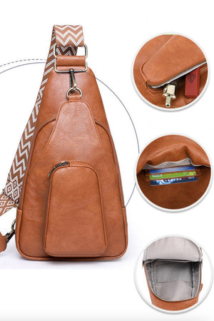 Getaway Ready Printed Strap PU Leather Sling Bag - MXSTUDIO.COM