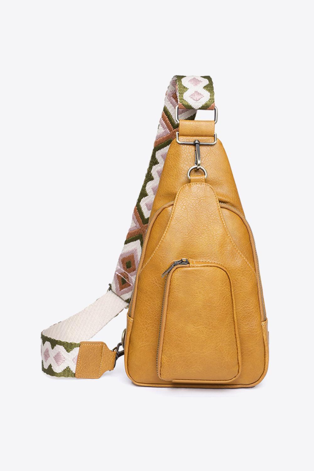 Getaway Ready Printed Strap PU Leather Sling Bag - MXSTUDIO.COM