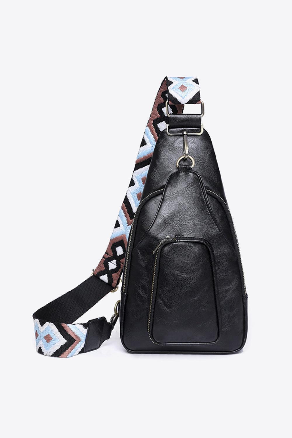 Getaway Ready Printed Strap PU Leather Sling Bag - MXSTUDIO.COM