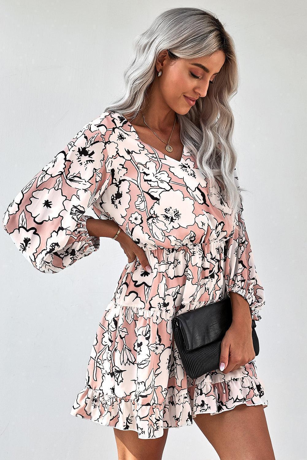 Girl Next Door Floral Balloon Sleeve Dress - MXSTUDIO.COM