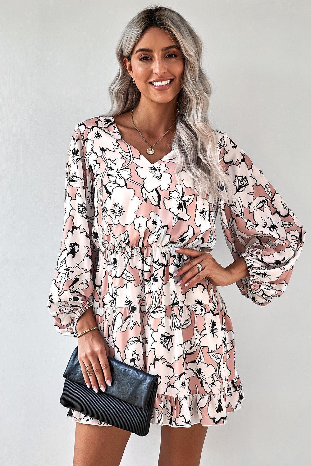 Girl Next Door Floral Balloon Sleeve Dress - MXSTUDIO.COM