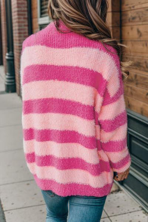 Girly Embrace Buttoned Hot Pink Fuzzy Cardigan-MXSTUDIO.COM