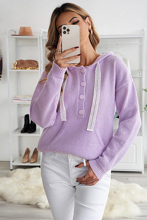 Girly Lace Trim Buttoned Sweater Hoodie - MXSTUDIO.COM