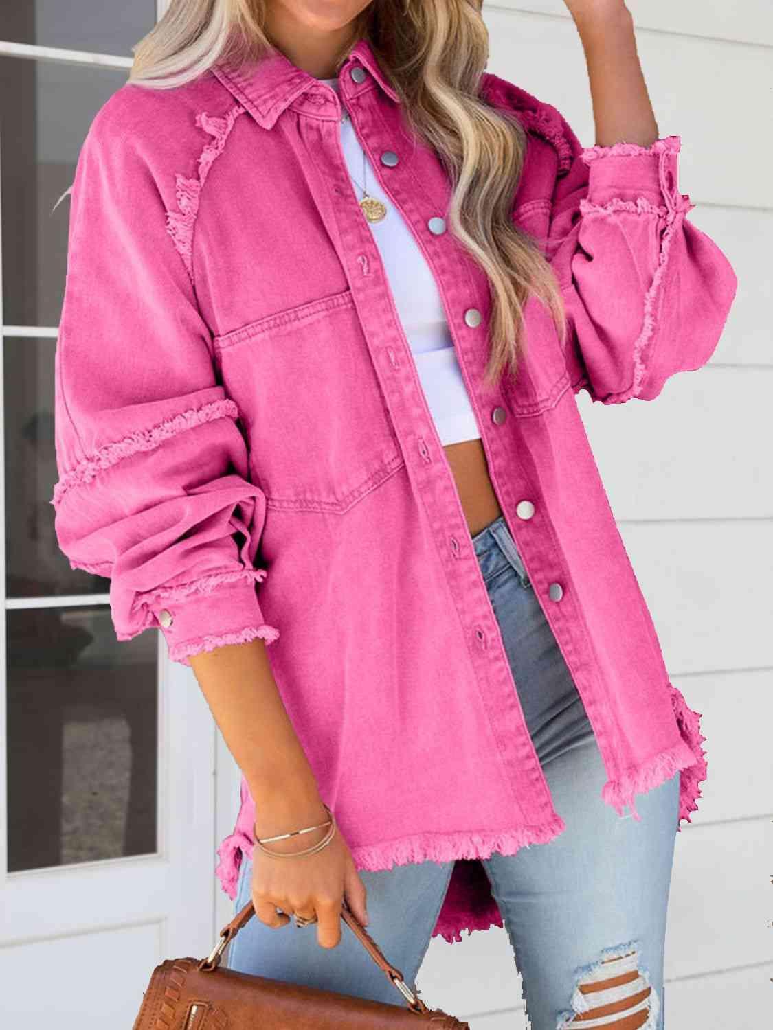 Girly Outerwear Raw Hem Denim Jacket - MXSTUDIO.COM