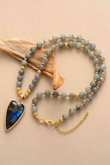 Give Significance Natural Stone Pendant Beaded Necklace-MXSTUDIO.COM