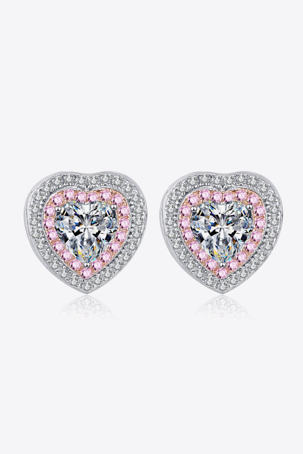 Glamorize 1 Carat Heart Moissanite Stud Earrings - MXSTUDIO.COM