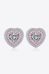 Glamorize 1 Carat Heart Moissanite Stud Earrings - MXSTUDIO.COM