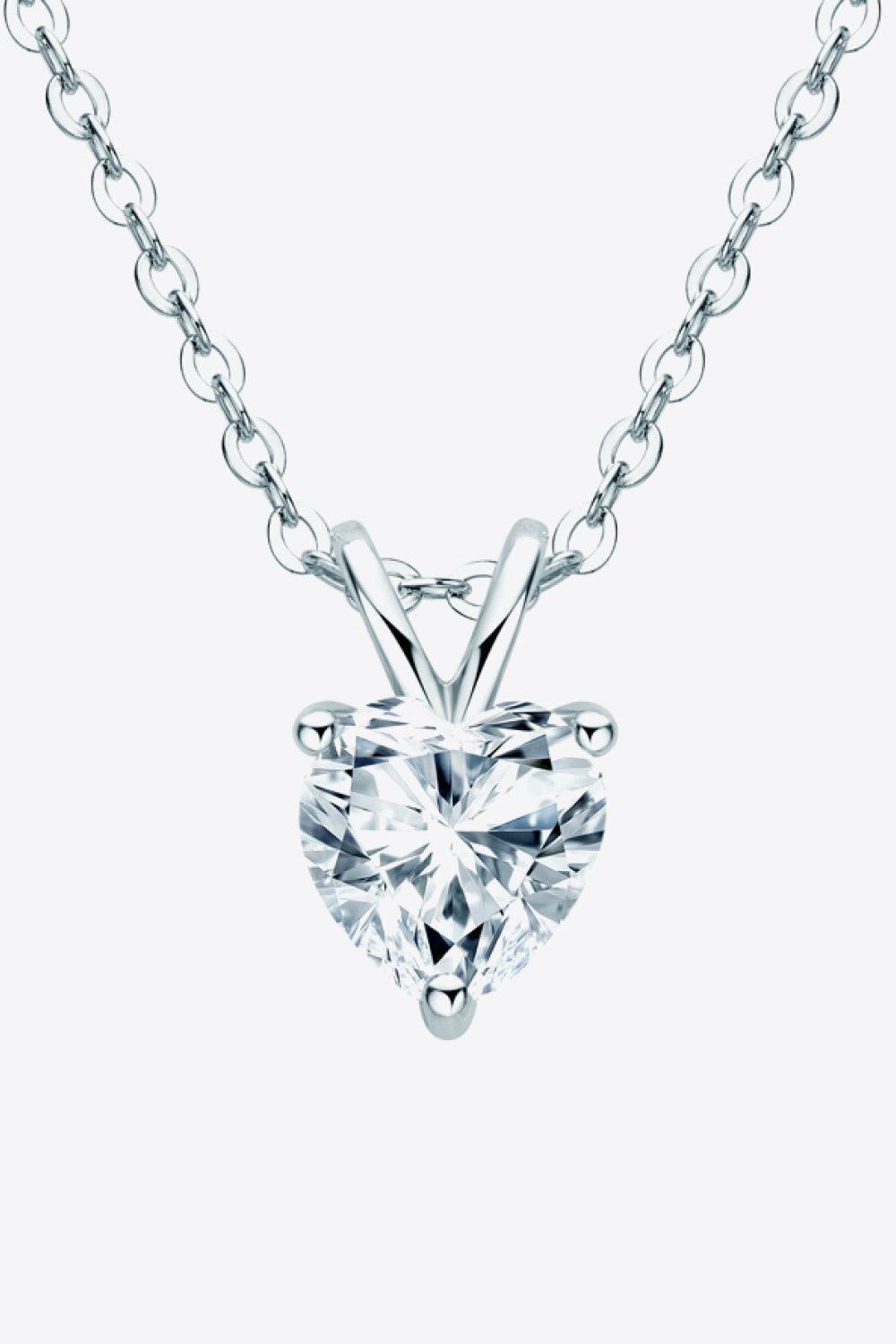 Glamorous 1 Carat Moissanite Heart Necklace - MXSTUDIO.COM