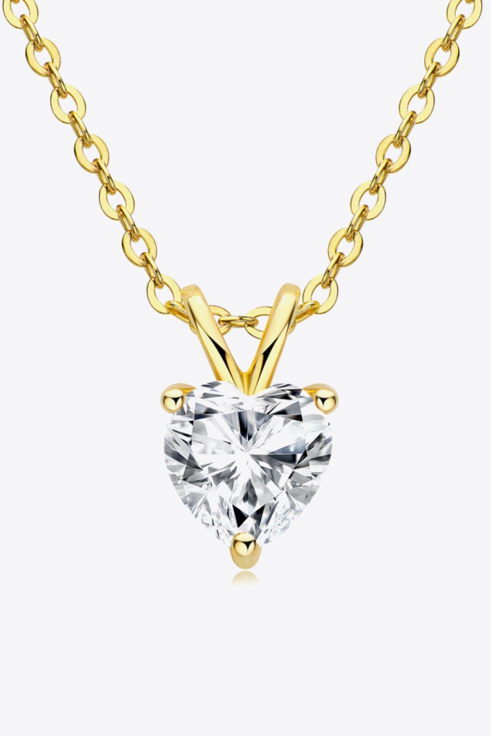 Glamorous 1 Carat Moissanite Heart Necklace - MXSTUDIO.COM