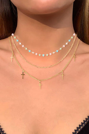 Glamorous 18K Gold Plated Triple Layered Necklace - MXSTUDIO.COM