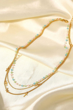 Glamorous 18K Gold Plated Triple Layered Necklace - MXSTUDIO.COM