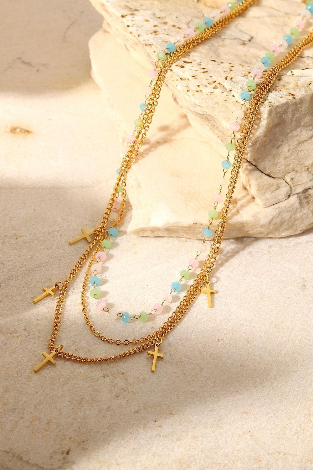 Glamorous 18K Gold Plated Triple Layered Necklace - MXSTUDIO.COM