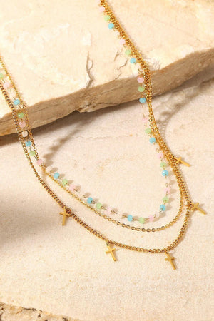 Glamorous 18K Gold Plated Triple Layered Necklace - MXSTUDIO.COM