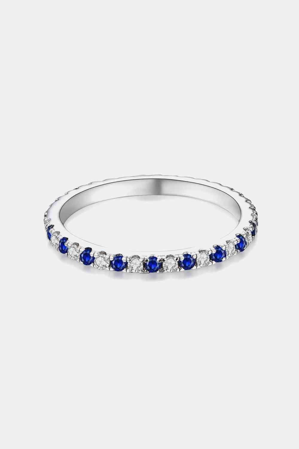 Glamorous Moissanite And Lab-Grown Sapphire Ring-MXSTUDIO.COM
