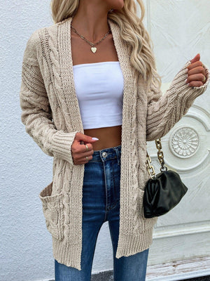 Glamorous Open Front Cable Knit Cardigan Womens - MXSTUDIO.COM