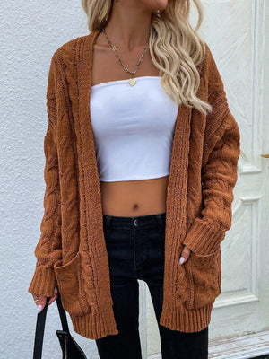 Glamorous Open Front Cable Knit Cardigan Womens - MXSTUDIO.COM
