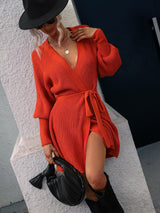 Glamorous Wrap Sweater Dress - MXSTUDIO.COM