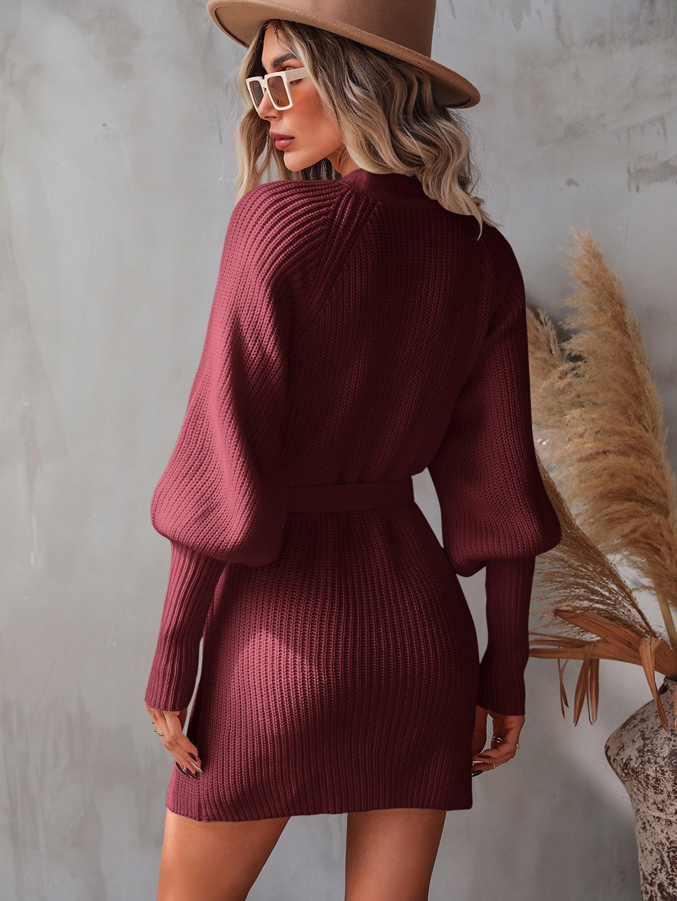 Glamorous Wrap Sweater Dress - MXSTUDIO.COM