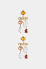 Glass Stone And Synthetic Pearl Fashion Dangle Earrings-MXSTUDIO.COM