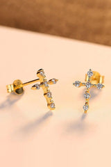 Glazed Shine 925 Sterling Silver Zircon Cross Earrings - MXSTUDIO.COM