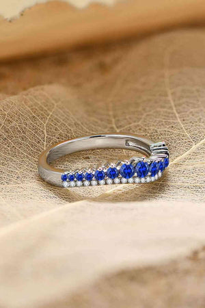 Gleaming 925 Sterling Silver Lab Grown Sapphire Ring-MXSTUDIO.COM