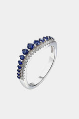 Gleaming 925 Sterling Silver Lab Grown Sapphire Ring-MXSTUDIO.COM