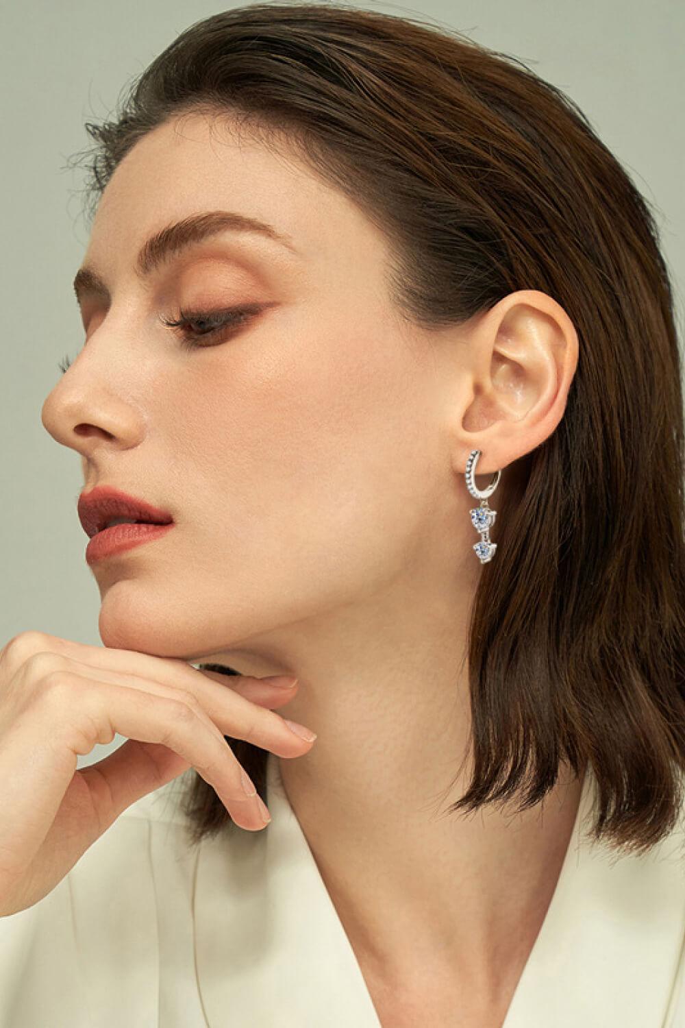 Gleaming Gold/Platinum-Plated Moissanite Drop Earrings - MXSTUDIO.COM