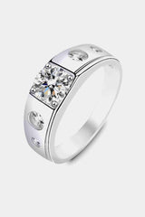 a white gold ring with diamonds on it