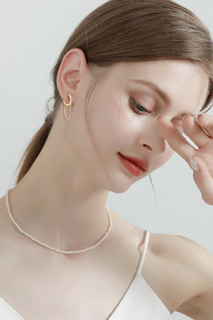 Gleamy And Lovely Huggie With Chain Moissanite Earrings - MXSTUDIO.COM