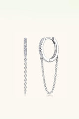 Gleamy And Lovely Huggie With Chain Moissanite Earrings - MXSTUDIO.COM