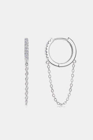 Gleamy And Lovely Huggie With Chain Moissanite Earrings - MXSTUDIO.COM