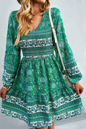 Gleeful Bohemian V-Neck Mini Dress - MXSTUDIO.COM