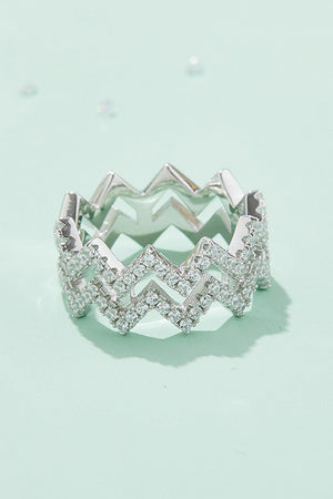 Glimmering Zigzag Stacking Sterling Silver Moissanite Ring - MXSTUDIO.COM