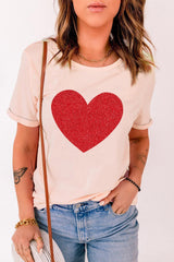 Glitter Heart Pink Graphic Tee - MXSTUDIO.COM