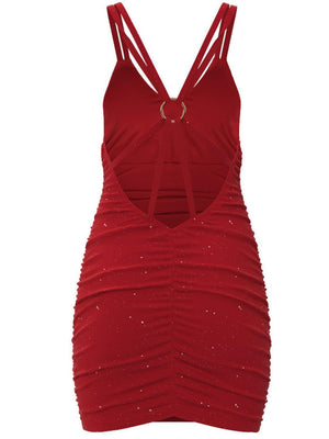 a women's red dress with straps