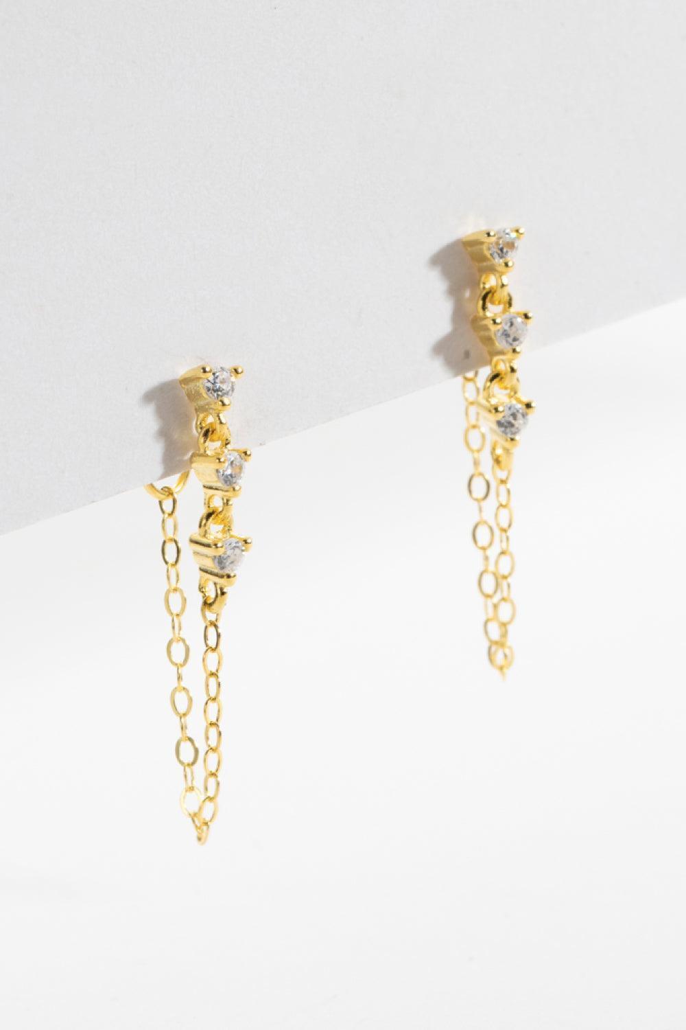 Glorious Zircon 925 Sterling Silver Chain Earrings - MXSTUDIO.COM