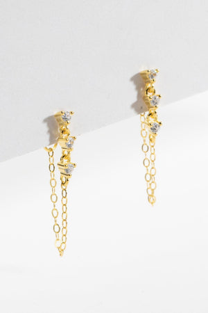 Glorious Zircon 925 Sterling Silver Chain Earrings - MXSTUDIO.COM