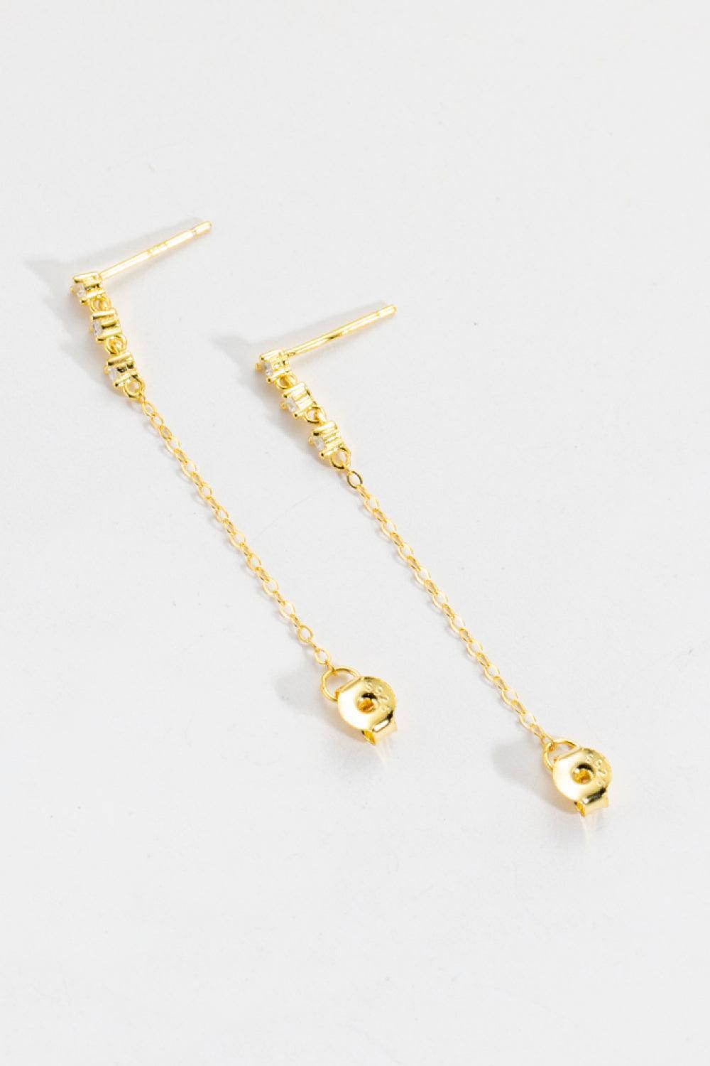 Glorious Zircon 925 Sterling Silver Chain Earrings - MXSTUDIO.COM