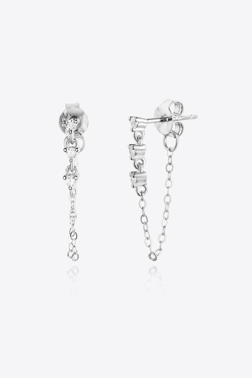 Glorious Zircon 925 Sterling Silver Chain Earrings - MXSTUDIO.COM