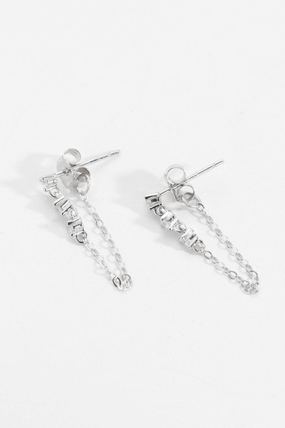 Glorious Zircon 925 Sterling Silver Chain Earrings - MXSTUDIO.COM