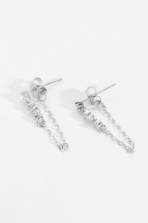 Glorious Zircon 925 Sterling Silver Chain Earrings - MXSTUDIO.COM