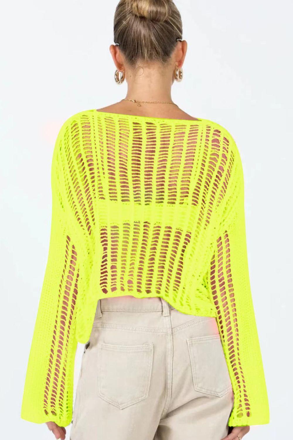 Glow With Delight Crochet Long Sleeve Cover-Up - MXSTUDIO.COM