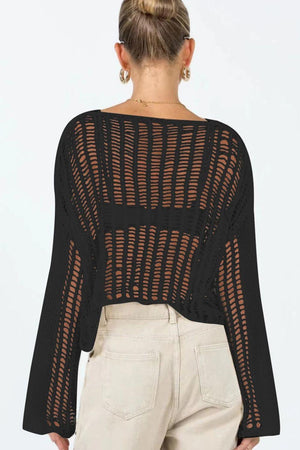 Glow With Delight Crochet Long Sleeve Cover-Up - MXSTUDIO.COM