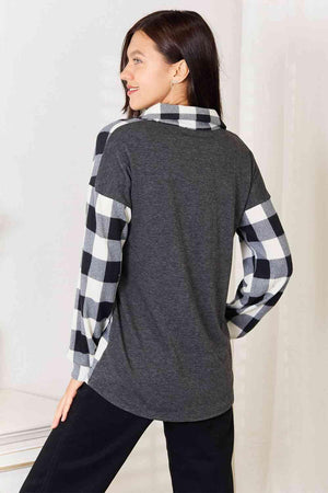 Go-Anywhere Contrast Plus Size Plaid Shacket - MXSTUDIO.COM