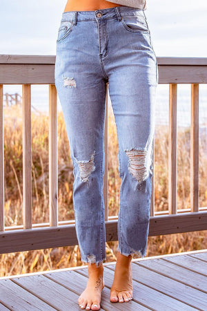 Stylish Distressed Cropped Jeans - MXSTUDIO.COM