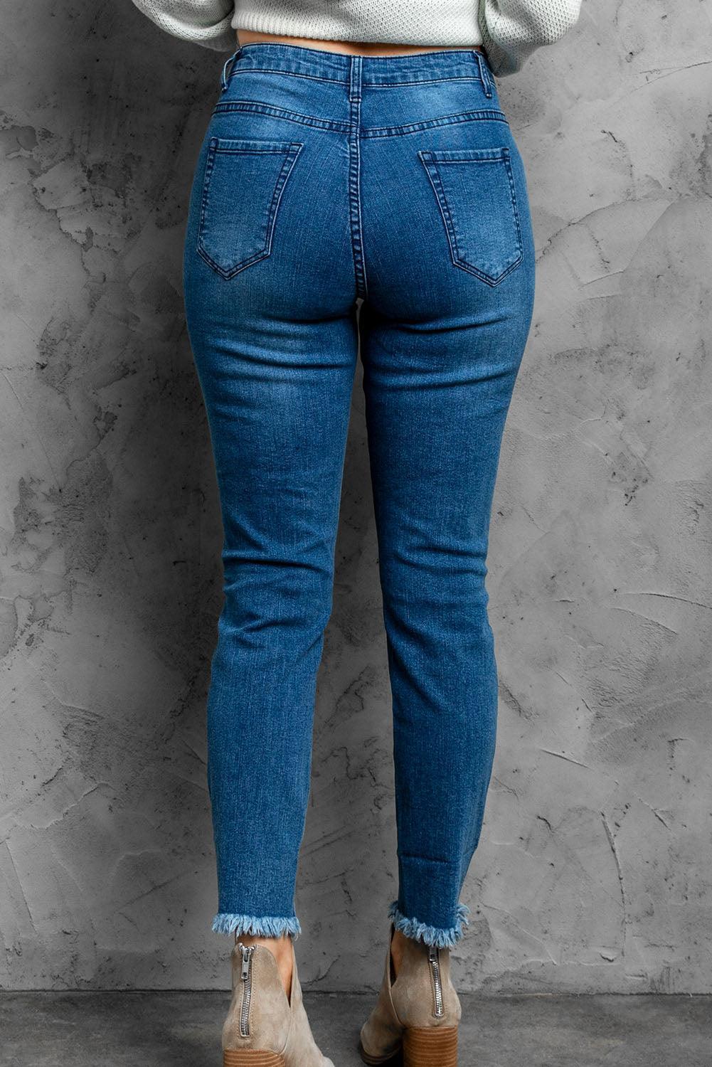 Stylish Distressed Cropped Jeans - MXSTUDIO.COM